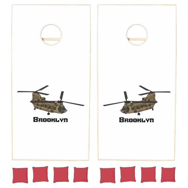 Chinook military helicopter illustration cornhole set (Set)