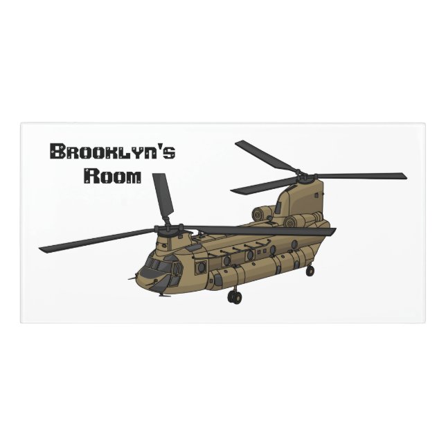 Chinook military helicopter illustration door sign (Classic Front)