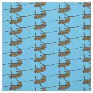 Chinook military helicopter illustration fabric