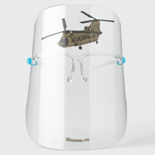 Chinook military helicopter illustration face shield