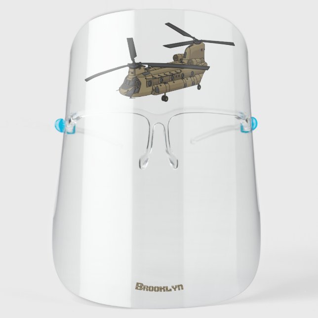 Chinook military helicopter illustration face shield (Front)