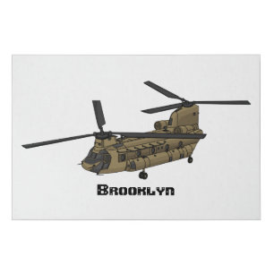 Chinook military helicopter illustration faux canvas print