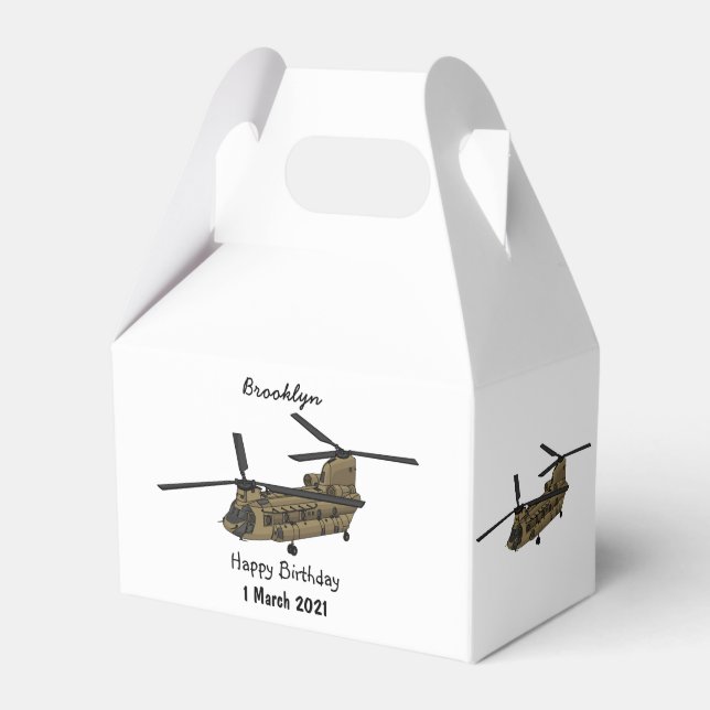 Chinook military helicopter illustration favor boxes (Front Side)