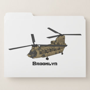 Chinook military helicopter illustration file folder