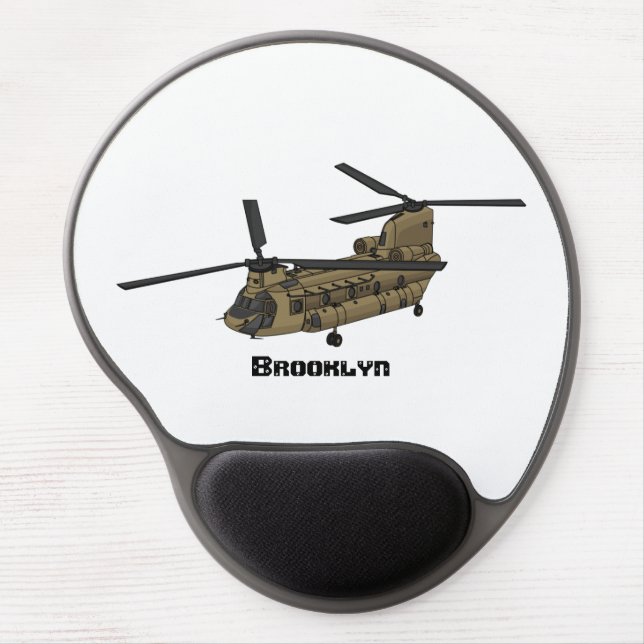 Chinook military helicopter illustration gel mouse pad (Front)
