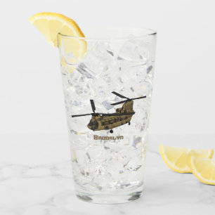 Chinook military helicopter illustration glass