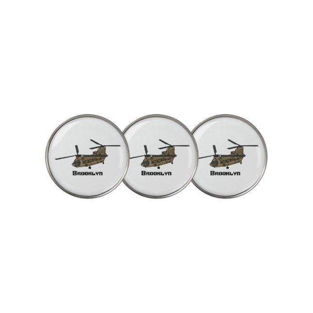 Chinook military helicopter illustration golf ball marker (3 Up)