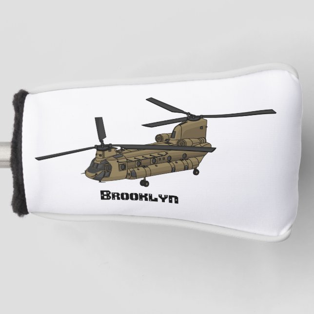 Chinook military helicopter illustration golf head cover (Front)