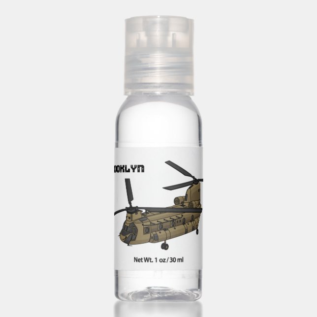 Chinook military helicopter illustration hand sanitizer (Front)