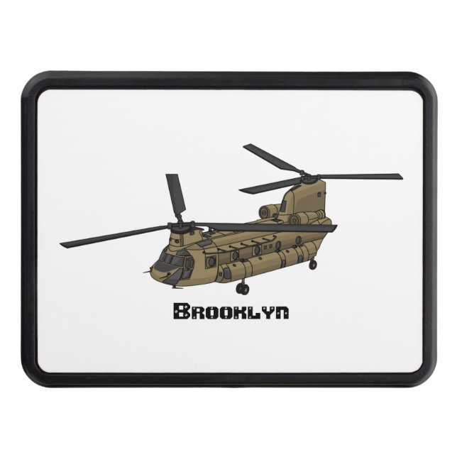 Chinook military helicopter illustration hitch cover (Front)