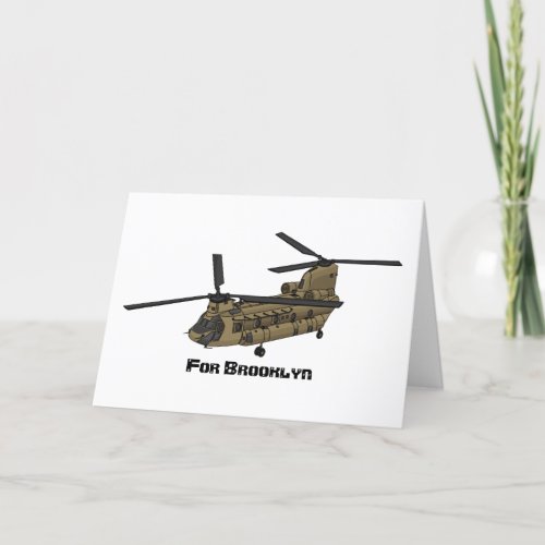 Chinook military helicopter illustration holiday card