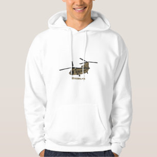 Chinook military helicopter illustration hoodie