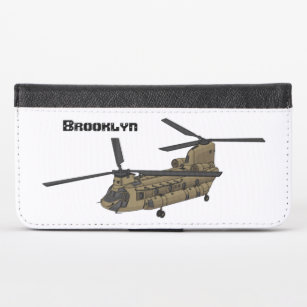 Chinook military helicopter illustration iPhone x wallet case