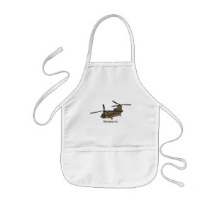 Chinook military helicopter illustration kids' apron