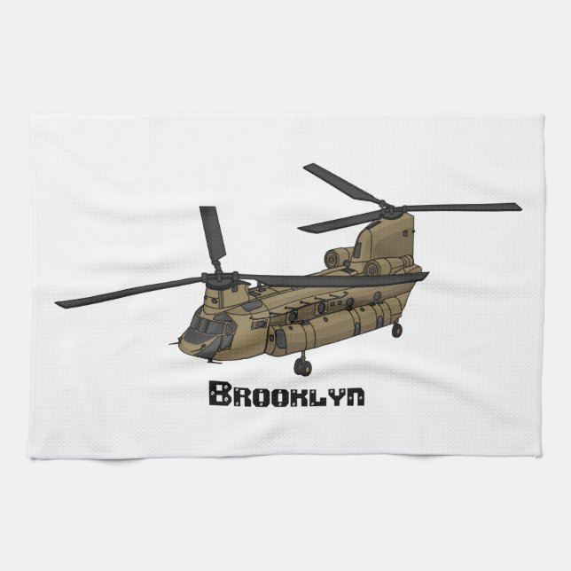 Chinook military helicopter illustration kitchen towel (Horizontal)