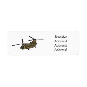 Chinook military helicopter illustration label
