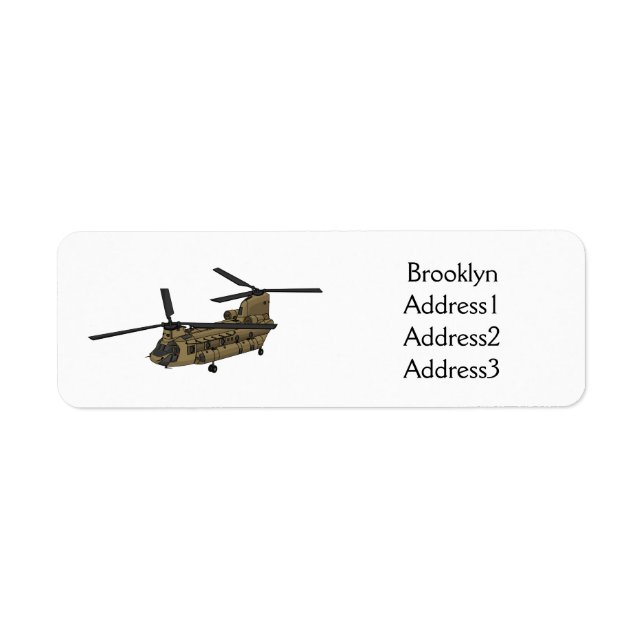 Chinook military helicopter illustration label (Front)