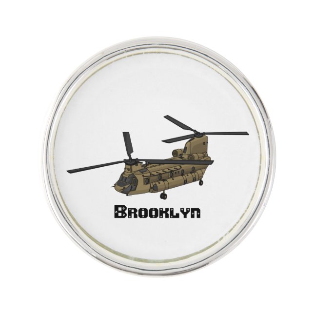 Chinook military helicopter illustration lapel pin (Front)