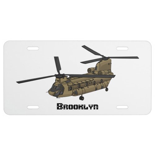 Chinook military helicopter illustration license plate