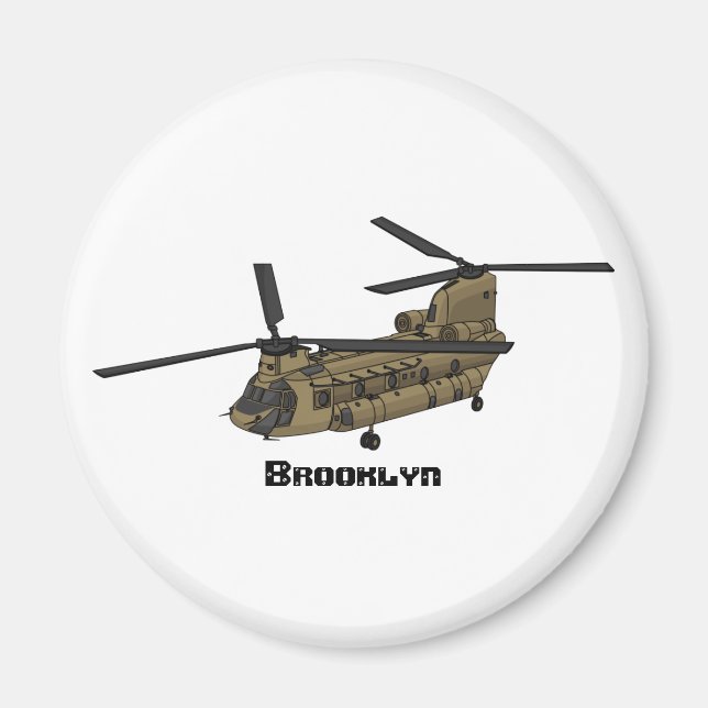 Chinook military helicopter illustration magnet (Front)