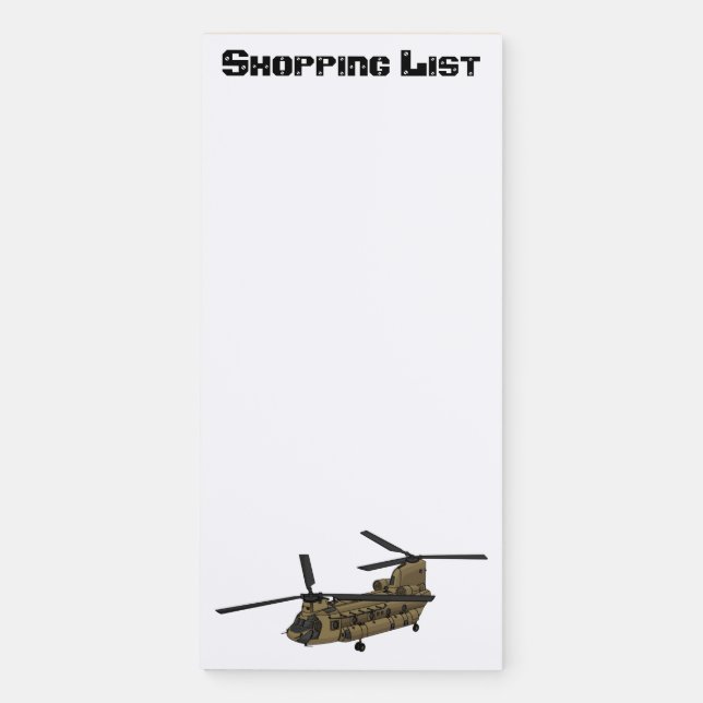 Chinook military helicopter illustration magnetic notepad (Front)
