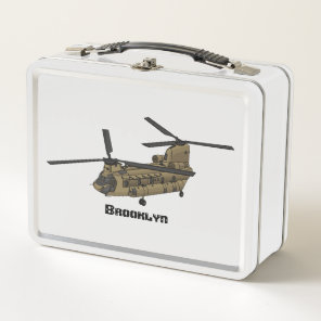 Chinook military helicopter illustration metal lunch box