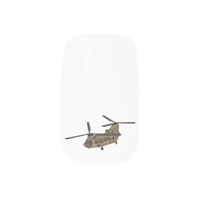 Chinook military helicopter illustration minx nail art (Left Thumb)