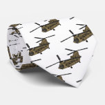 Chinook military helicopter illustration neck tie