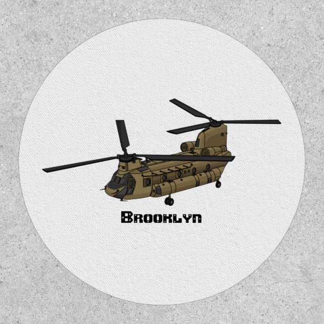 Chinook military helicopter illustration patch (Front)