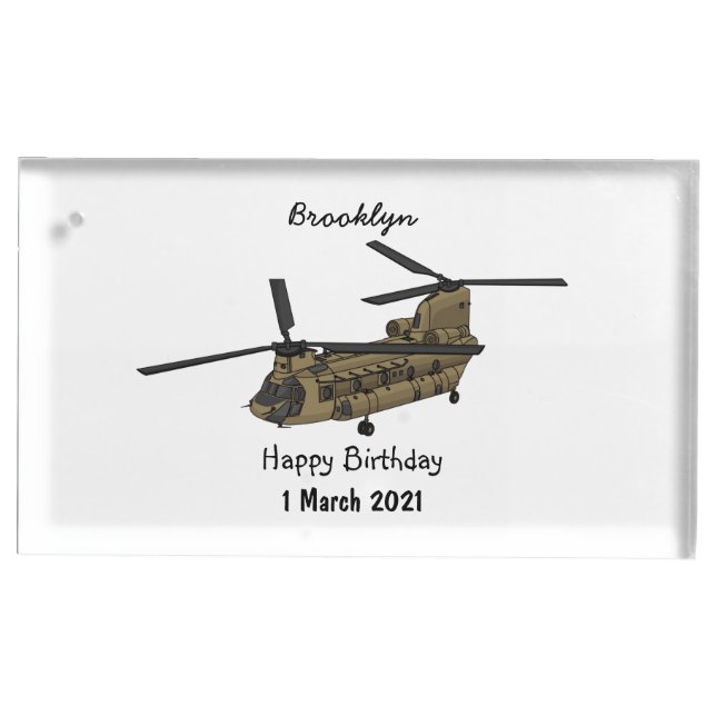 Chinook military helicopter illustration place card holder (Front)