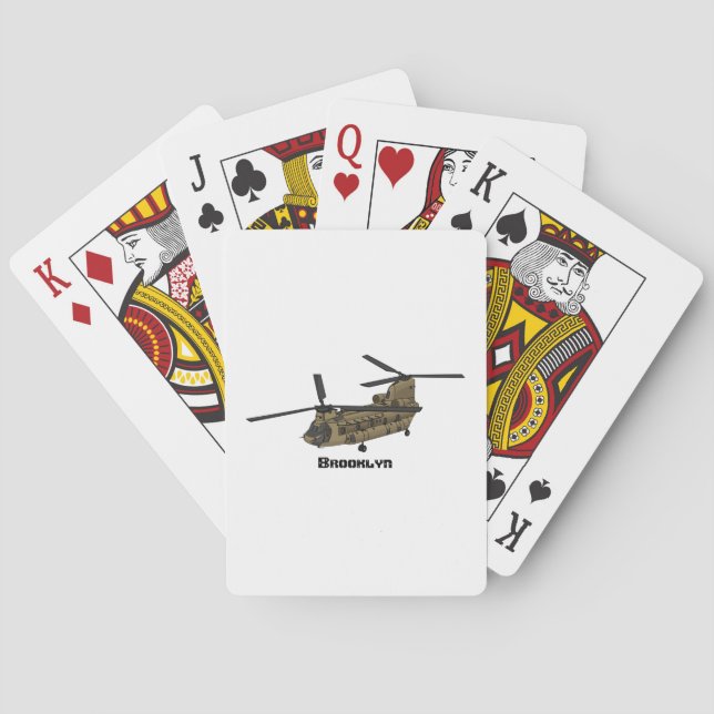 Chinook military helicopter illustration poker cards (Back)