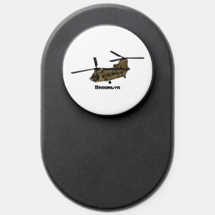 Chinook military helicopter illustration PopSocket