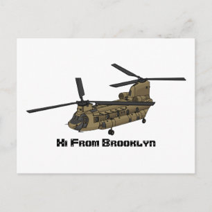 Chinook military helicopter illustration postcard