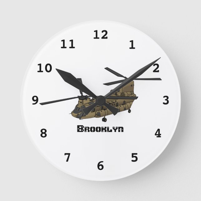 Chinook military helicopter illustration round clock (Front)