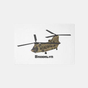 Chinook military helicopter illustration rug