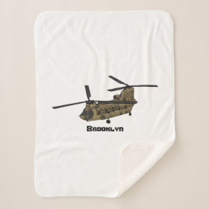 Chinook military helicopter illustration  sherpa blanket