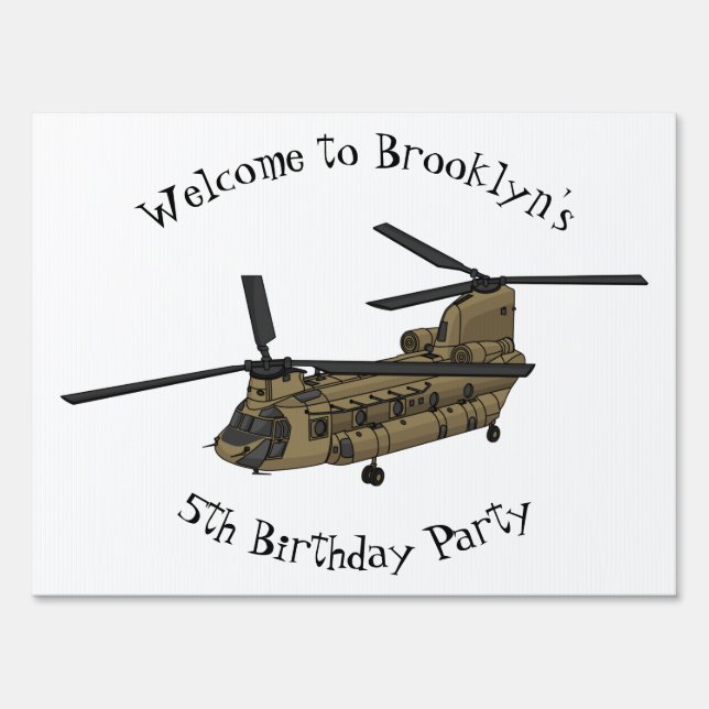 Chinook military helicopter illustration sign (Front)