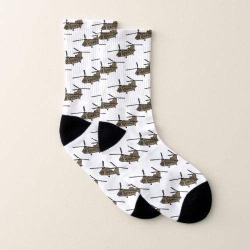 Chinook military helicopter illustration socks