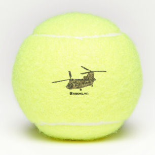 Chinook military helicopter illustration tennis balls