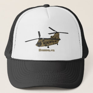 Chinook military helicopter illustration trucker hat