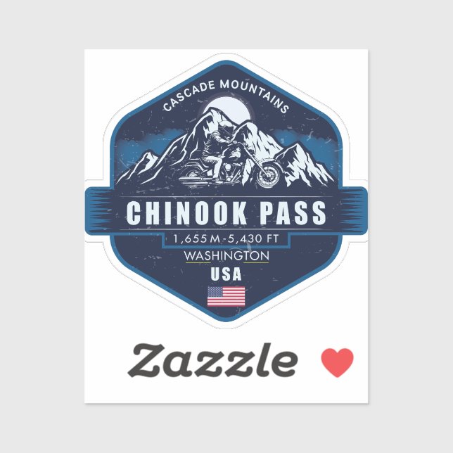 Chinook Pass Washington Motorcycle Adventure   Sticker (Sheet)