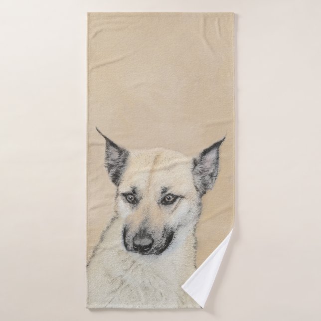 Chinook (Pointed Ears) Painting - Original Dog Art Bath Towel Set (Bath Towel)