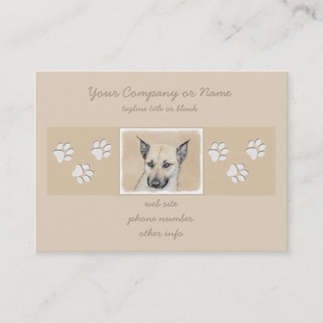 Chinook (Pointed Ears) Painting - Original Dog Art Business Card (Front)