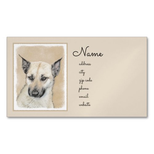 Chinook Pointed Ears Painting _ Original Dog Art Business Card Magnet