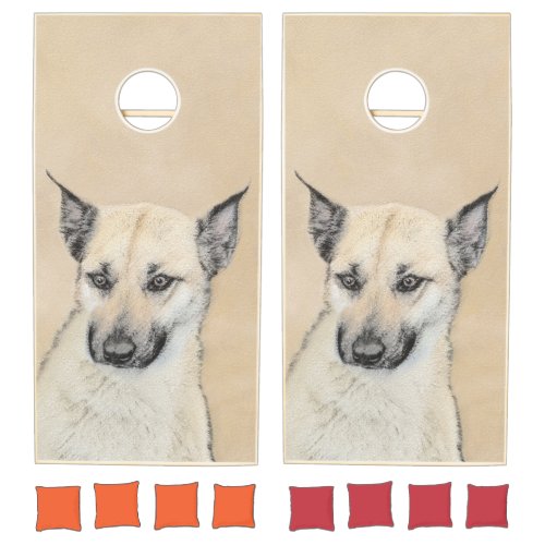 Chinook Pointed Ears Painting _ Original Dog Art Cornhole Set