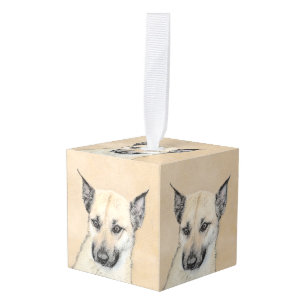 Chinook (Pointed Ears) Painting - Original Dog Art Cube Ornament
