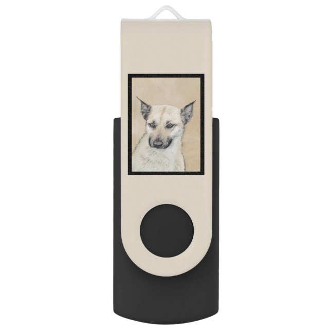 Chinook (Pointed Ears) Painting - Original Dog Art Flash Drive (Back (Vertical))