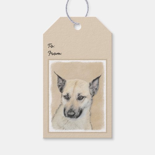 Chinook Pointed Ears Painting _ Original Dog Art Gift Tags