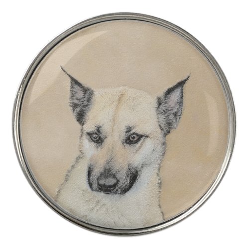Chinook Pointed Ears Painting _ Original Dog Art Golf Ball Marker