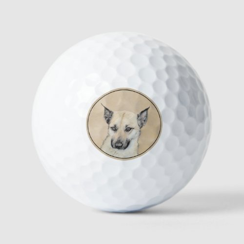 Chinook Pointed Ears Painting _ Original Dog Art Golf Balls